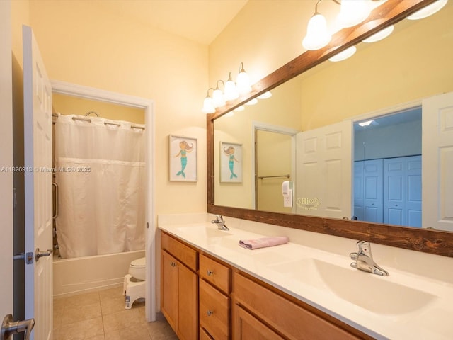 5656 NW 58th Ln, Tamarac, FL 33319 - full bath featuring double vanity, tile patterned floors, and shower / tub combo