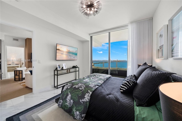 2900 NE 7th Ave Unit 2303, Miami, FL 33137 - bedroom with access to outside, marble finish floors, and a wall of windows