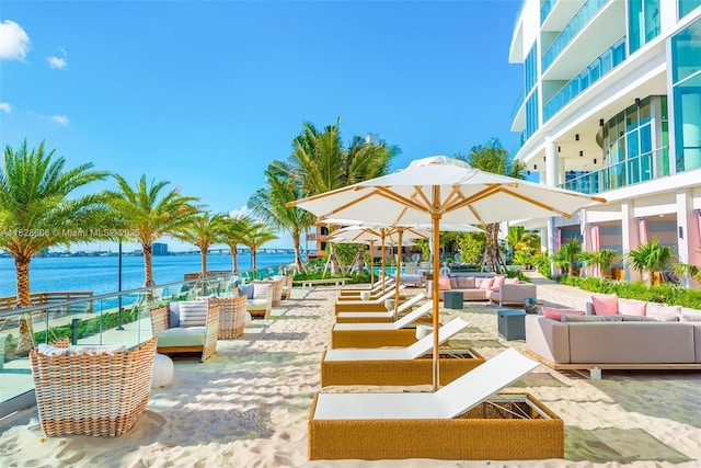 2900 NE 7th Ave Unit 2303, Miami, FL 33137 - view of patio / terrace featuring an outdoor living space and a water view