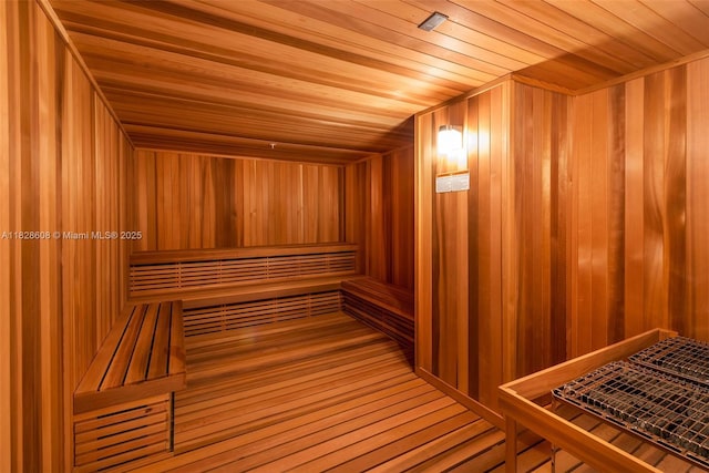 2900 NE 7th Ave Unit 2303, Miami, FL 33137 - relaxing sauna / steam room featuring wooden ceiling and wooden walls