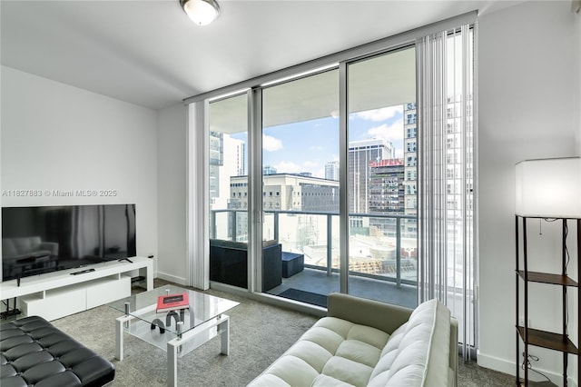 300 S Biscayne Blvd Unit T-1403, Miami, FL 33131 - carpeted living room with a city view and a wall of windows