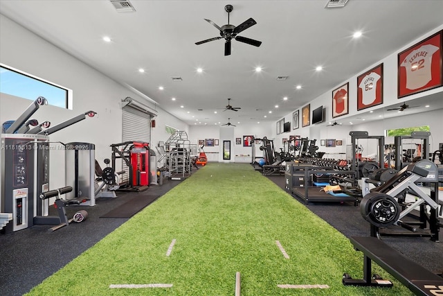 16675 C 24 Canal Rd, Port St Lucie, FL 34987 - gym featuring ceiling fan and recessed lighting