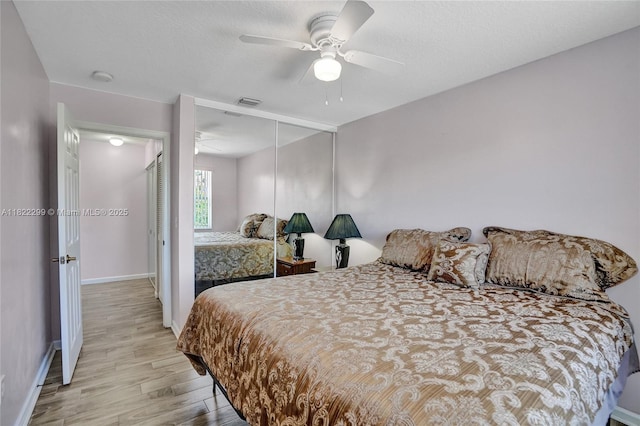 15827 NW 4th Ct, Pembroke Pines, FL 33028 - bedroom with light wood finished floors, a closet, and ceiling fan