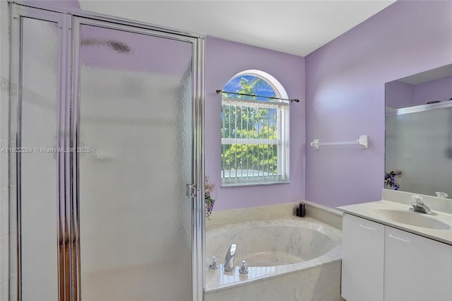 15827 NW 4th Ct, Pembroke Pines, FL 33028 - bathroom with vanity, a stall shower, and a bath