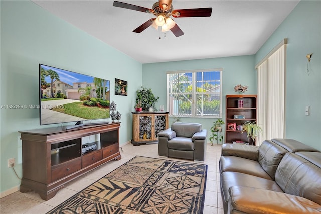 15827 NW 4th Ct, Pembroke Pines, FL 33028 - living room with a ceiling fan and light tile patterned flooring