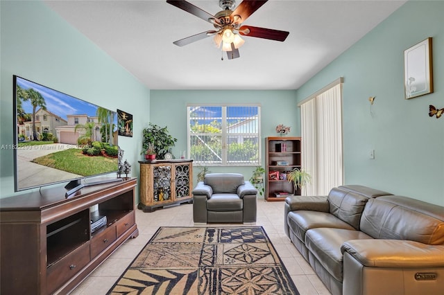 15827 NW 4th Ct, Pembroke Pines, FL 33028 - living area with light tile patterned floors and ceiling fan