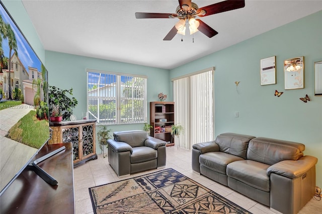 15827 NW 4th Ct, Pembroke Pines, FL 33028 - living area featuring ceiling fan and tile patterned flooring