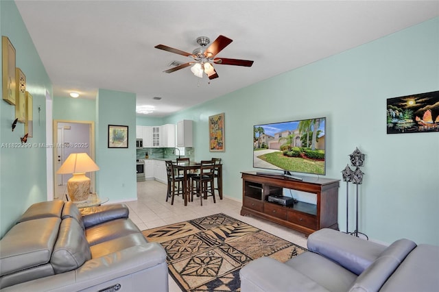 15827 NW 4th Ct, Pembroke Pines, FL 33028 - living area featuring ceiling fan and light tile patterned floors