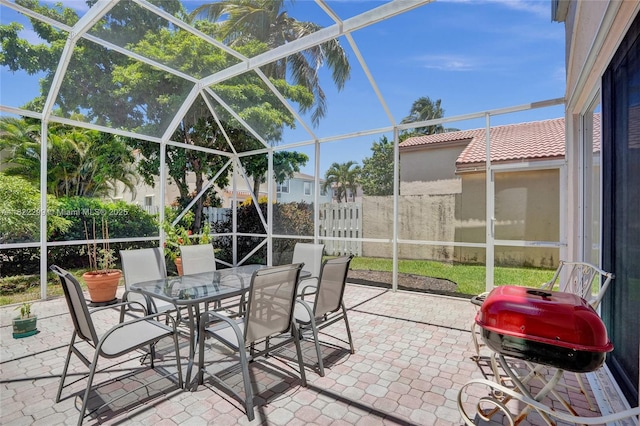 15827 NW 4th Ct, Pembroke Pines, FL 33028 - view of patio with area for grilling, a lanai, and outdoor dining area