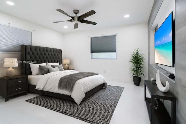 7460 NW 1st Ct, Pembroke Pines, FL 33024 - bedroom featuring recessed lighting, ceiling fan, and light tile patterned floors