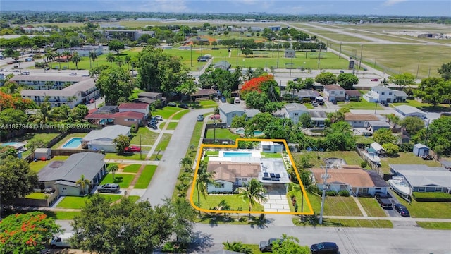 7460 NW 1st Ct, Pembroke Pines, FL 33024 - aerial perspective of suburban area with property parcel outlined and a pool