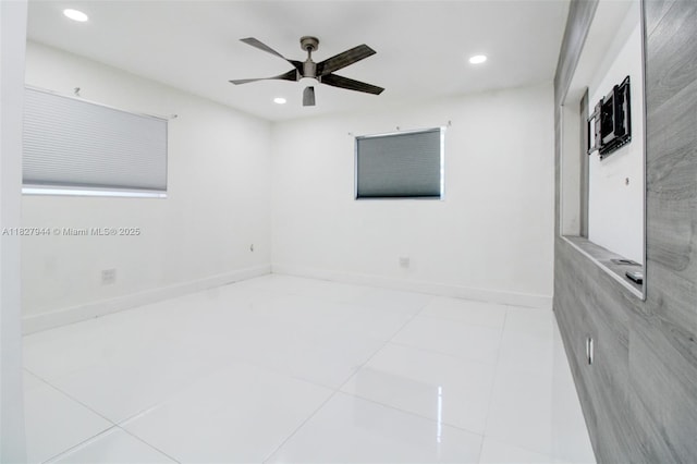 7460 NW 1st Ct, Pembroke Pines, FL 33024 - spare room featuring a ceiling fan, recessed lighting, and tile patterned flooring