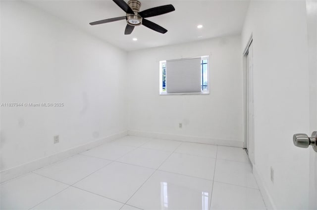 7460 NW 1st Ct, Pembroke Pines, FL 33024 - empty room featuring recessed lighting, a ceiling fan, and tile patterned floors
