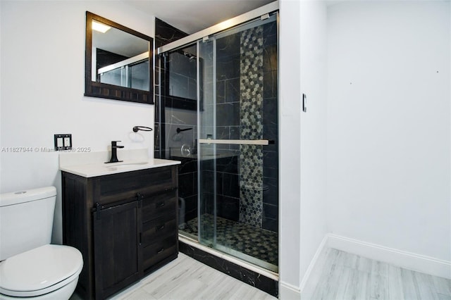 7460 NW 1st Ct, Pembroke Pines, FL 33024 - full bathroom with vanity, a shower stall, and wood finished floors