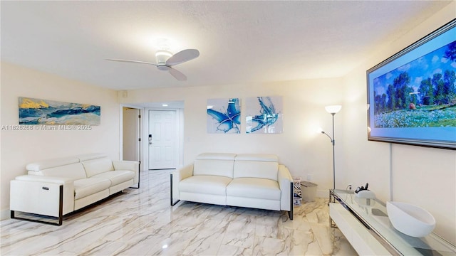 889 Hamilton Dr Unit 889B, Homestead, FL 33034 - living room with a ceiling fan and marble finish floors