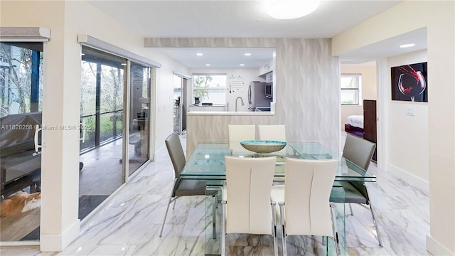 889 Hamilton Dr Unit 889B, Homestead, FL 33034 - dining space with marble finish floors and recessed lighting