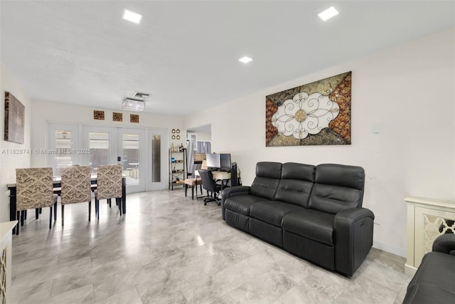 6601 Branch St, Hollywood, FL 33024 - living room featuring french doors and a desk