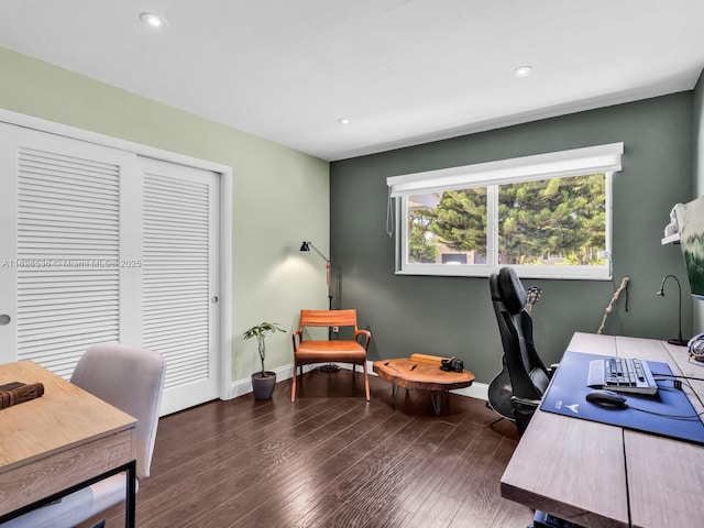 9510 NW 1st Ave, Miami Shores, FL 33150 - home office featuring dark wood-style flooring and recessed lighting
