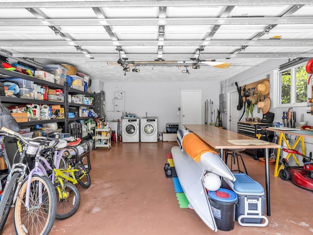 9510 NW 1st Ave, Miami Shores, FL 33150 - garage with washing machine and clothes dryer and a workshop area