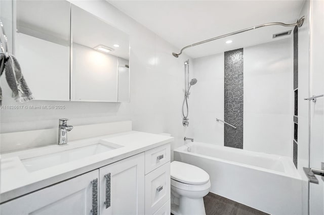 600 Three Islands Blvd Unit 1016, Hallandale Beach, FL 33009 - full bath featuring vanity, shower / tub combination, wood finished floors, and recessed lighting