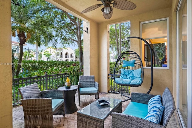 3055 NW 126th Ave Unit 107, Sunrise, FL 33323 - view of patio / terrace featuring a ceiling fan and an outdoor hangout area