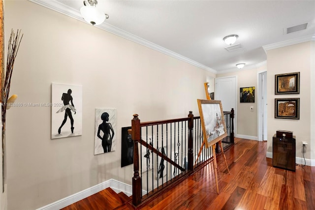 3055 NW 126th Ave Unit 107, Sunrise, FL 33323 - corridor with an upstairs landing, ornamental molding, and wood finished floors