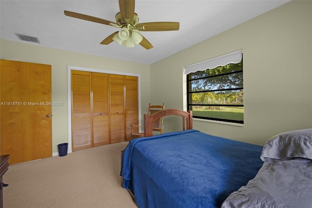 31260 SW 202nd Ave, Homestead, FL 33030 - bedroom with carpet floors, a closet, and a ceiling fan