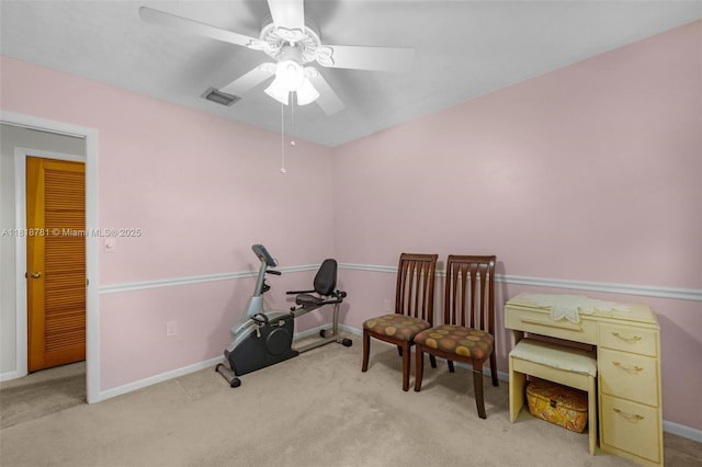 31260 SW 202nd Ave, Homestead, FL 33030 - workout room with ceiling fan and carpet