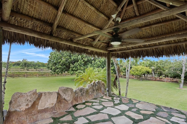 31260 SW 202nd Ave, Homestead, FL 33030 - view of patio / terrace with ceiling fan and a gazebo