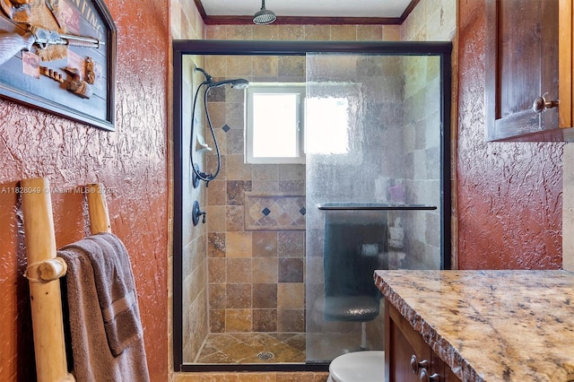 7306 NW 95th Way, Tamarac, FL 33321 - full bathroom featuring a shower stall, ornamental molding, and vanity