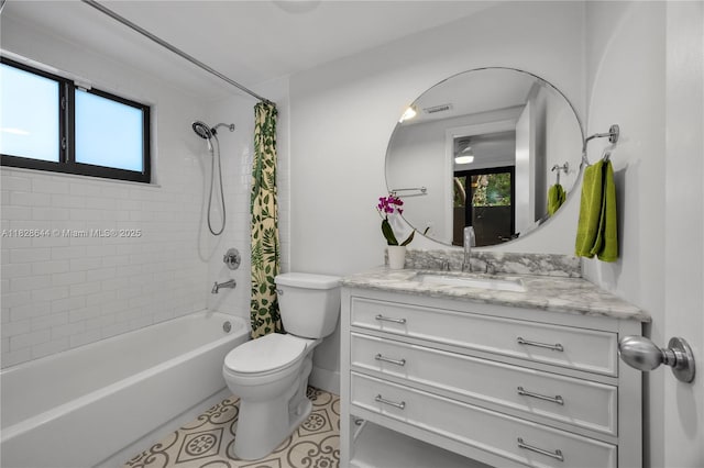 2427 Tequesta Ln, Miami, FL 33133 - bathroom featuring shower / bathtub combination with curtain, vanity, and tile patterned floors