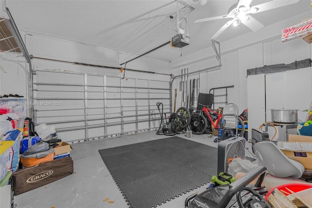 2620 SW 150th Ct, Miami, FL 33185 - garage with a garage door opener and ceiling fan