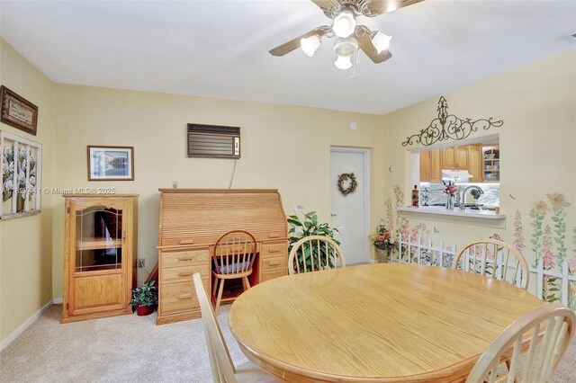 16702 NW 73rd Ct, Hialeah, FL 33015 - dining area featuring light carpet and a ceiling fan