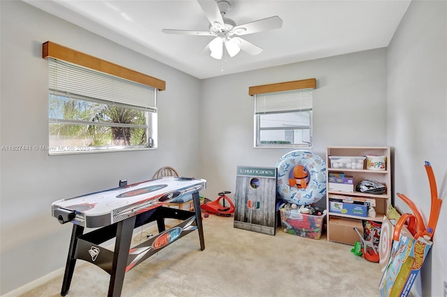 16702 NW 73rd Ct, Hialeah, FL 33015 - game room featuring carpet flooring and ceiling fan