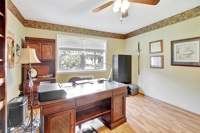 16702 NW 73rd Ct, Hialeah, FL 33015 - office area with ceiling fan and light wood-style flooring