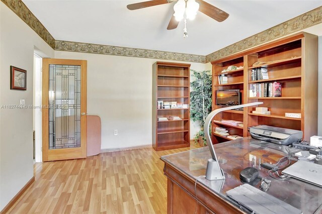 16702 NW 73rd Ct, Hialeah, FL 33015 - office space with light wood finished floors and a ceiling fan