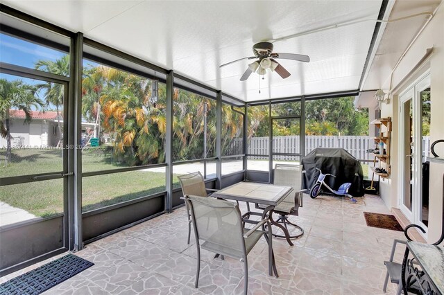 16702 NW 73rd Ct, Hialeah, FL 33015 - sunroom with healthy amount of natural light and ceiling fan