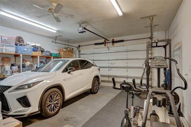 1330 Harrison St, Hollywood, FL 33019 - garage with a garage door opener and ceiling fan