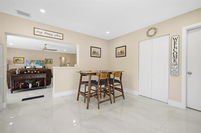 12851 Luray Rd, Southwest Ranches, FL 33330 - dining space with a ceiling fan and recessed lighting