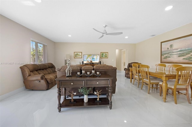 12851 Luray Rd, Southwest Ranches, FL 33330 - living area featuring recessed lighting and a ceiling fan