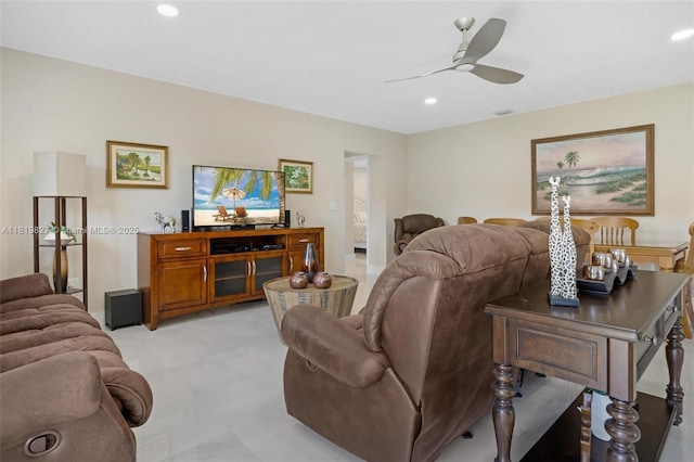 12851 Luray Rd, Southwest Ranches, FL 33330 - living area with ceiling fan and recessed lighting
