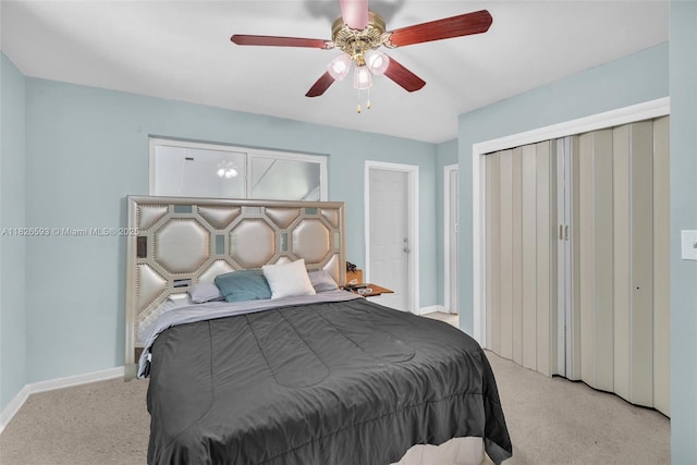412 S 24th Ave, Hollywood, FL 33020 - bedroom with light colored carpet, ceiling fan, and a closet