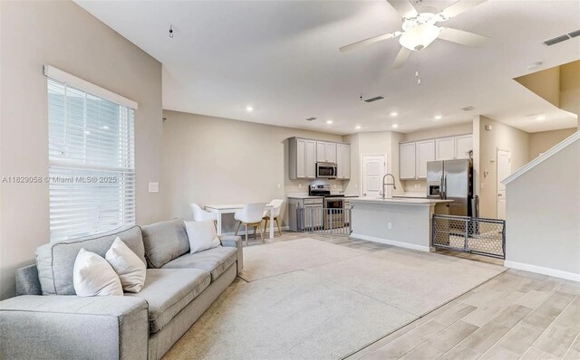 42 Appleton Ct, Saint Augustine, FL 32092 - living room with ceiling fan, light wood-type flooring, and recessed lighting