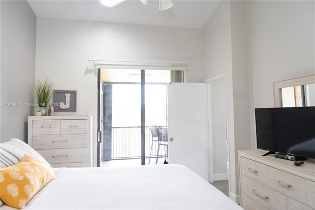 10631 NW 14th St Unit 212, Plantation, FL 33322 - bedroom featuring access to exterior and ceiling fan