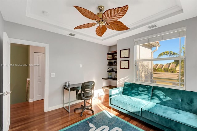 1110 SE 4th Ave, Fort Lauderdale, FL 33316 - office space featuring a raised ceiling, wood finished floors, and ornamental molding