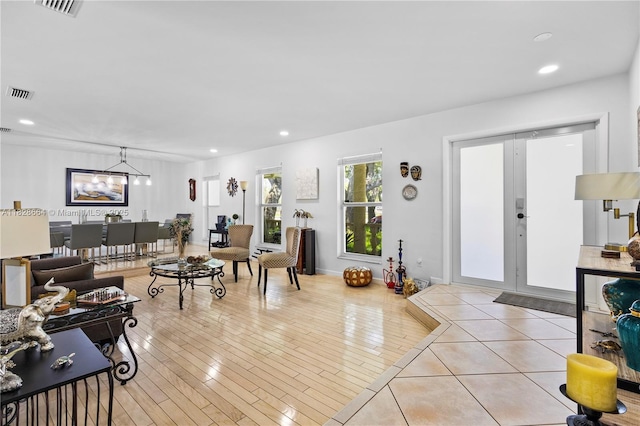 16400 SW 80th Ave, Palmetto Bay, FL 33157 - living area with recessed lighting, a chandelier, and light wood-style flooring
