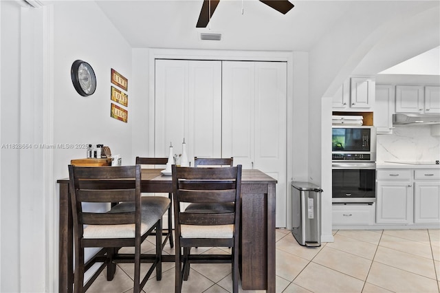 16400 SW 80th Ave, Palmetto Bay, FL 33157 - dining space featuring ceiling fan and light tile patterned floors