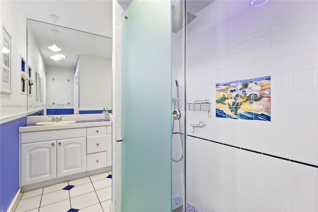 16400 SW 80th Ave, Palmetto Bay, FL 33157 - full bath with walk in shower, vanity, and tile patterned floors