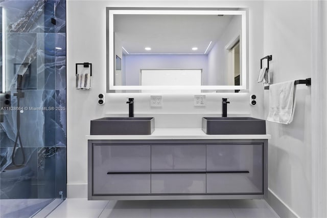 16400 SW 80th Ave, Palmetto Bay, FL 33157 - full bathroom featuring double vanity and a marble finish shower