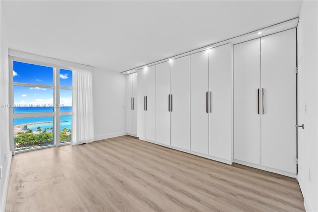 10275 Collins Ave Unit 1035, Bal Harbour, FL 33154 - unfurnished bedroom with light wood-type flooring and a water view